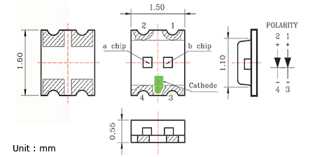 百昱電子 表貼式led Smd 雙色l C195xxxx 1 6 1 5 0 55mm Surface Mount Device Led 0605